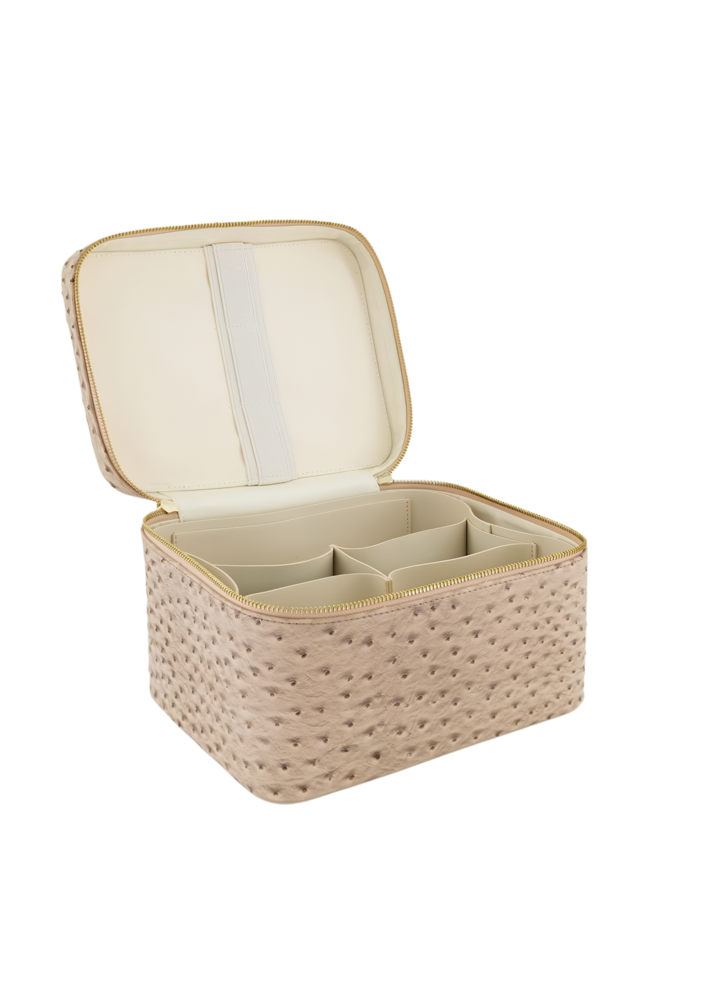 Ostrich Signature Vanity Case - Ecru